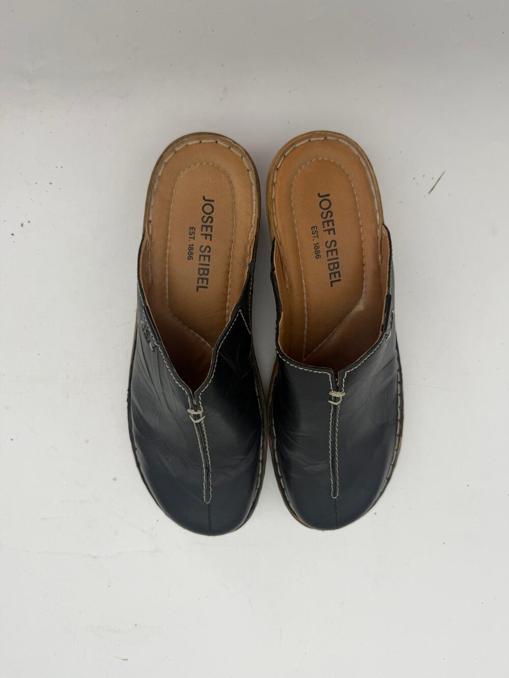 Josef Seibel Black Leather Mule Clogs Women's US 10 Slip On